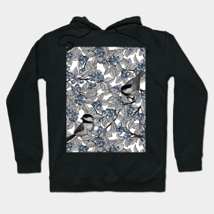 Chickadees on blueberry branches Hoodie